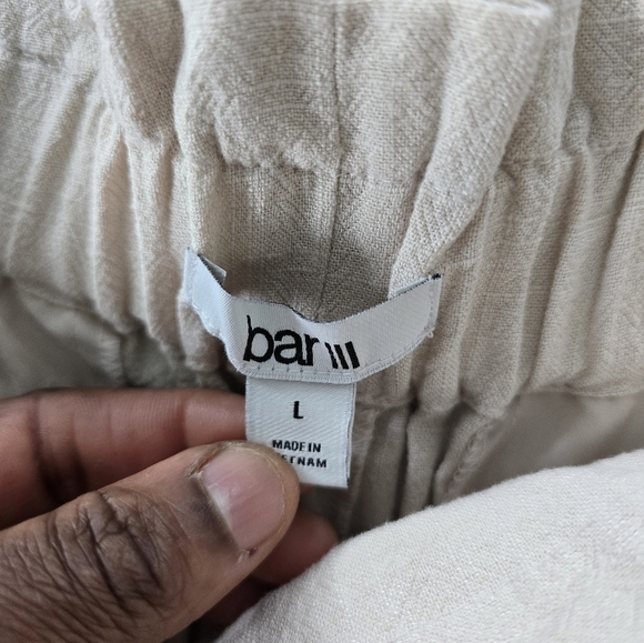 Bar III Pants Women Sz L Nude High Rise Linen Blend Belted Ankle Neutral… - Picture 6 of 11